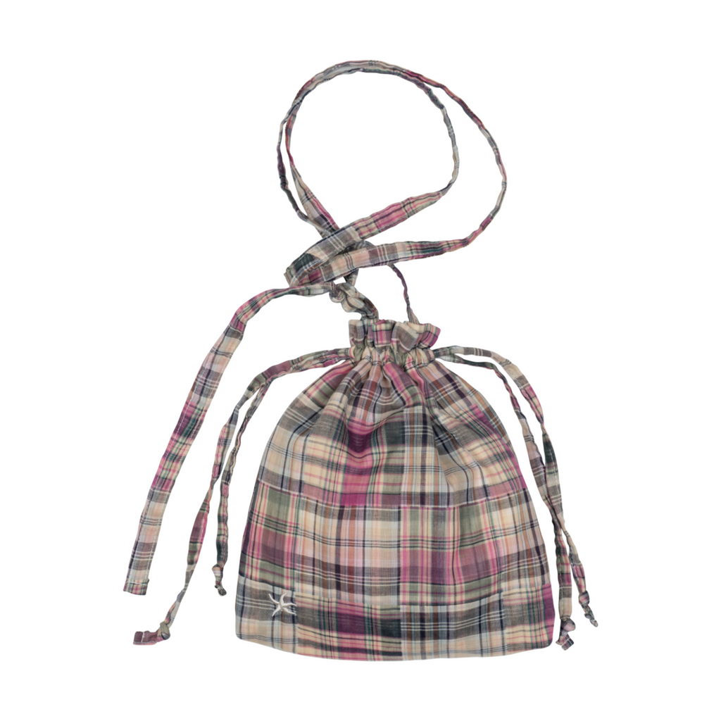 TCM vintage check pouch bag(purple)