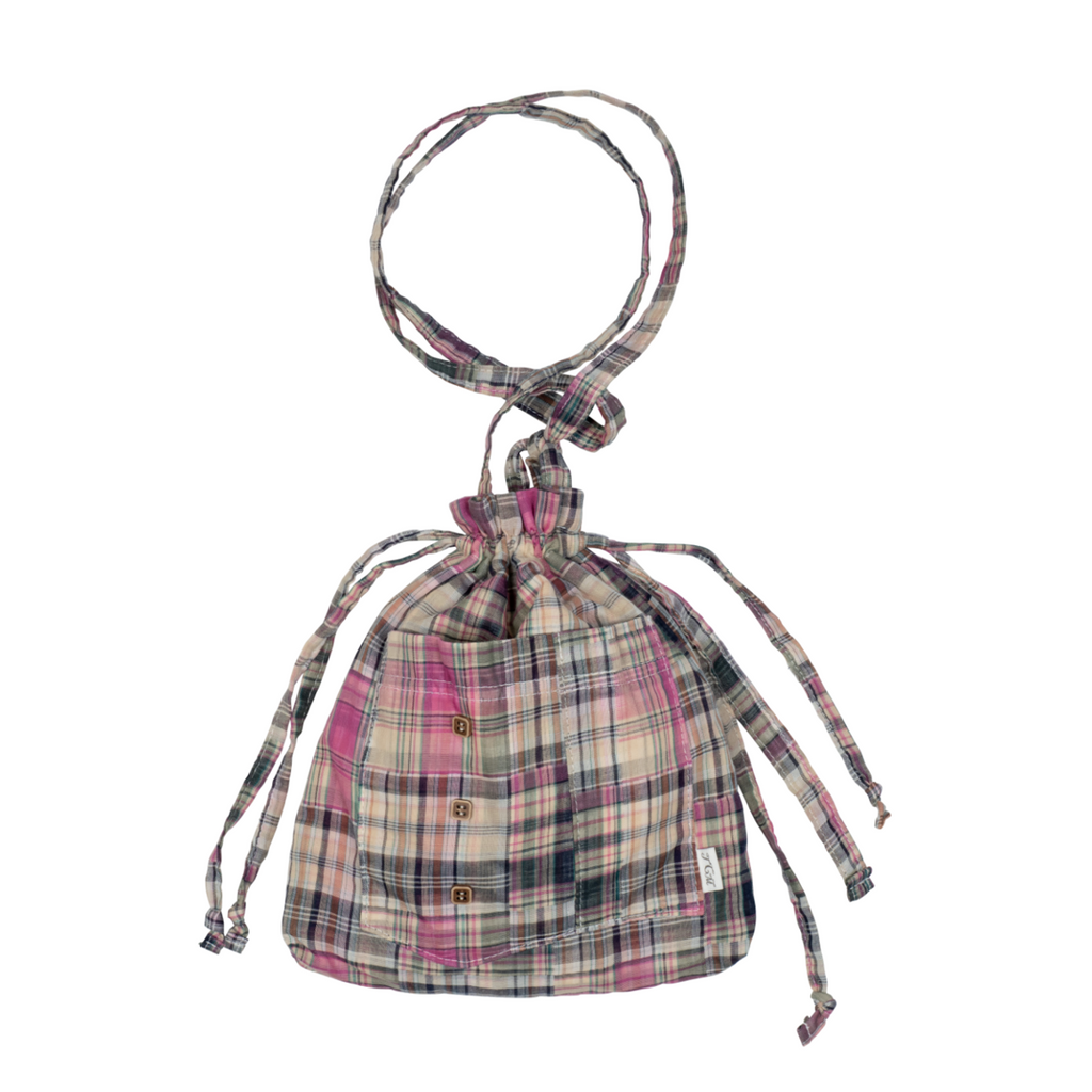 TCM vintage check pouch bag(purple)