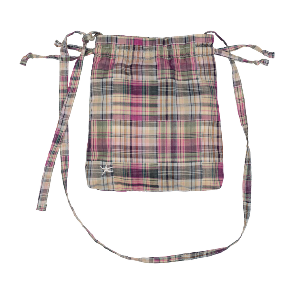 TCM vintage check pouch bag(purple)