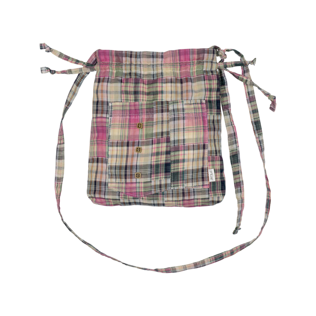 TCM vintage check pouch bag(purple)