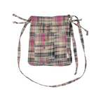 TCM vintage check pouch bag(purple)
