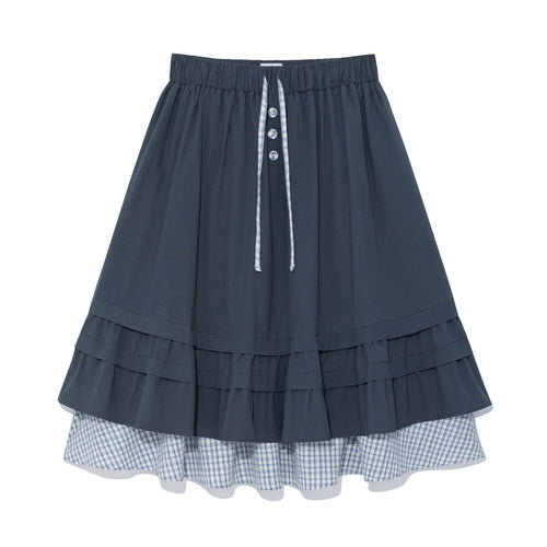 (w) TCM check pintuck layered skirt