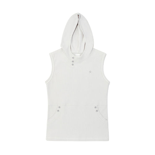 (w) TCM henley neck hooded sleeveless T