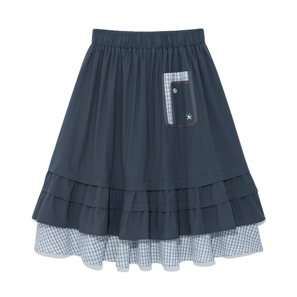 (w) TCM check pintuck layered skirt