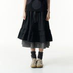 (w) TCM check pintuck layered skirt