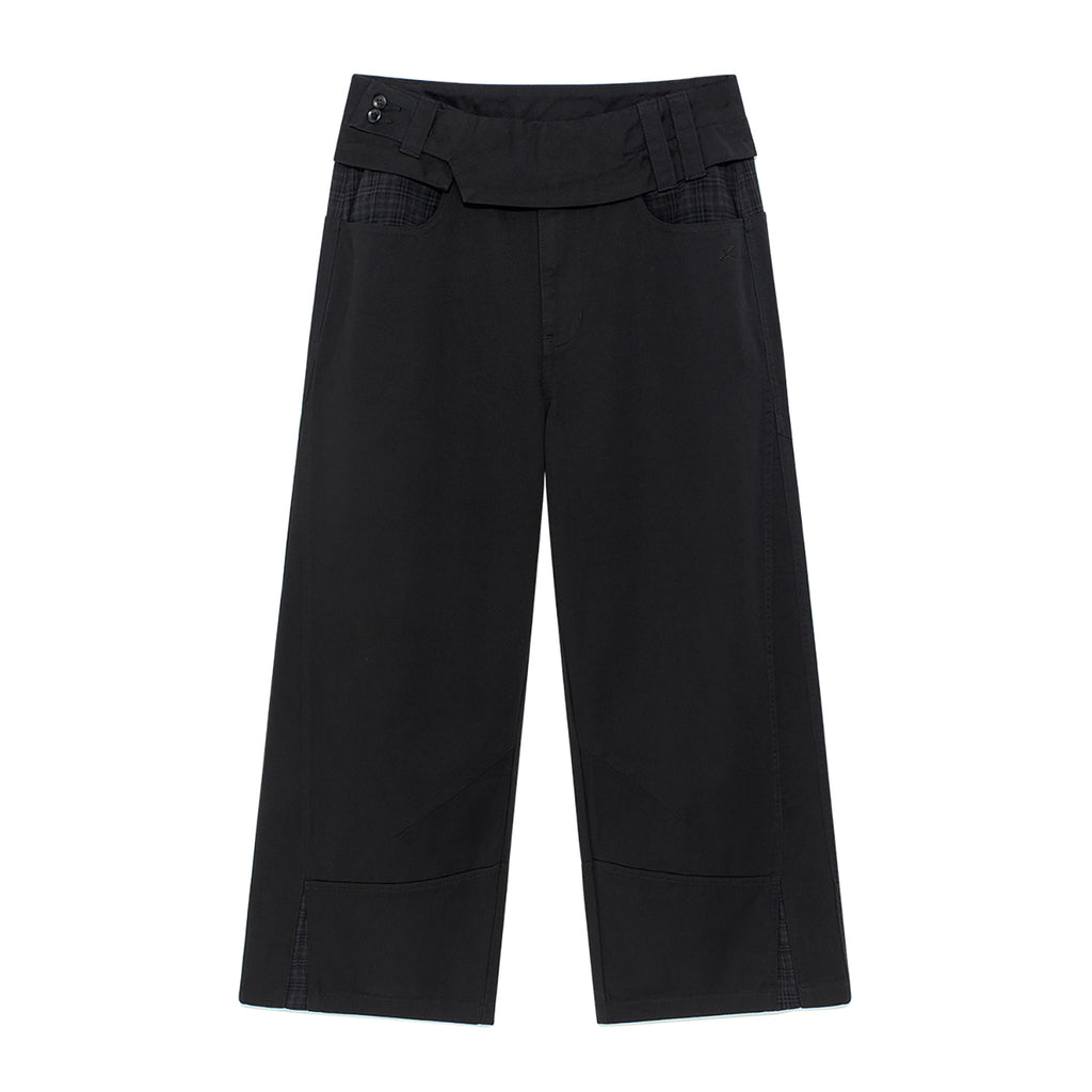 TCM belted check panel pants