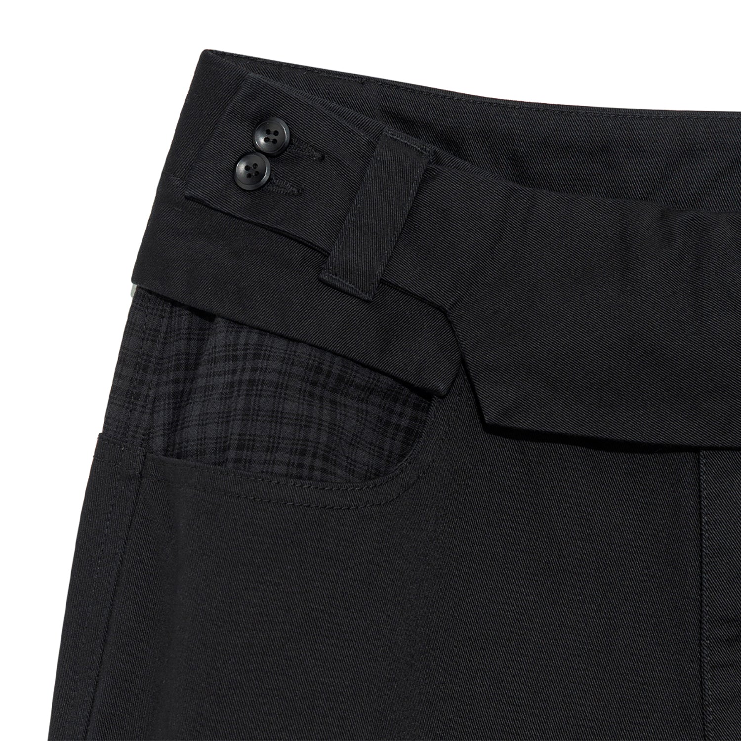 TCM belted check panel pants