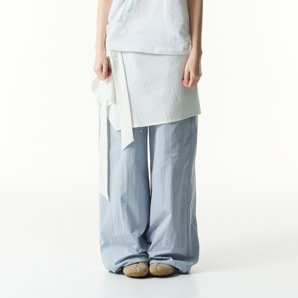 (w) TCM button layered skirt