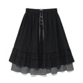 (w) TCM check pintuck layered skirt