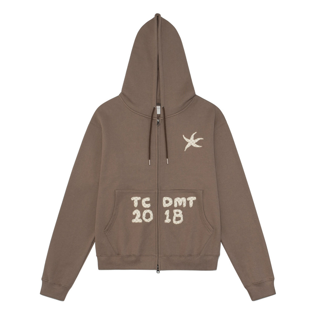 TCM logo applique hooded zip up