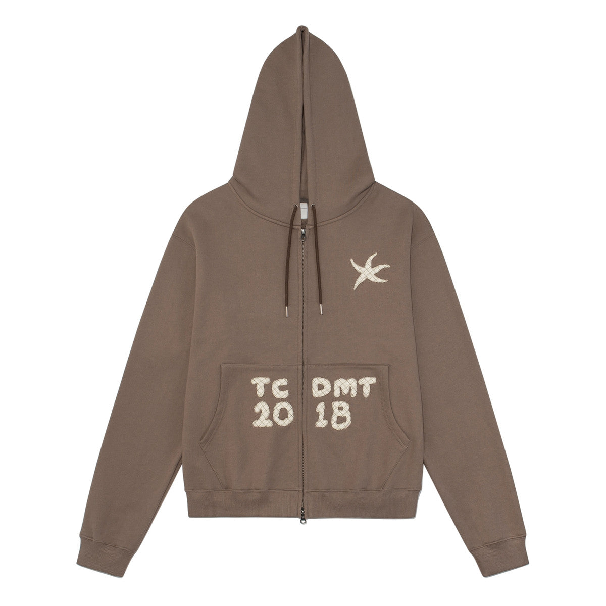 TCM logo applique hooded zip up