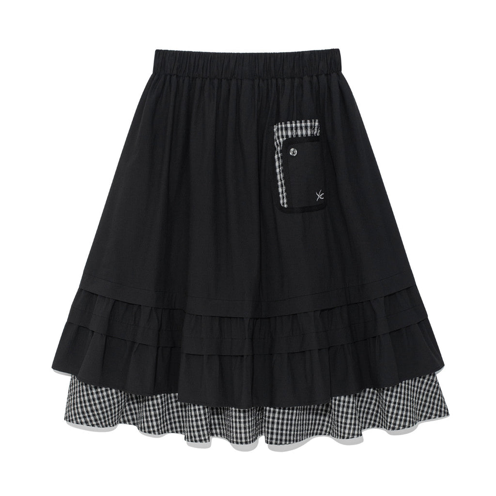 (w) TCM check pintuck layered skirt