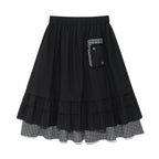 (w) TCM check pintuck layered skirt