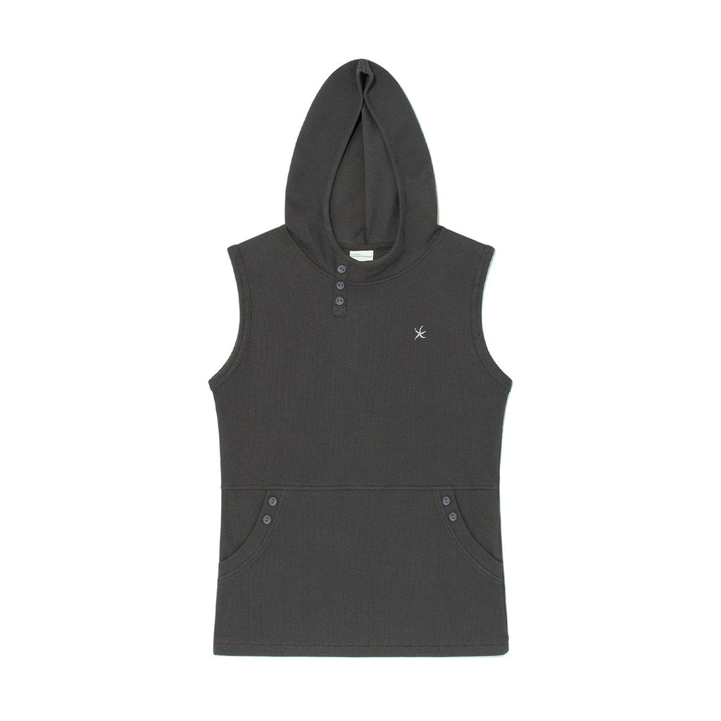 (w) TCM henley neck hooded sleeveless T