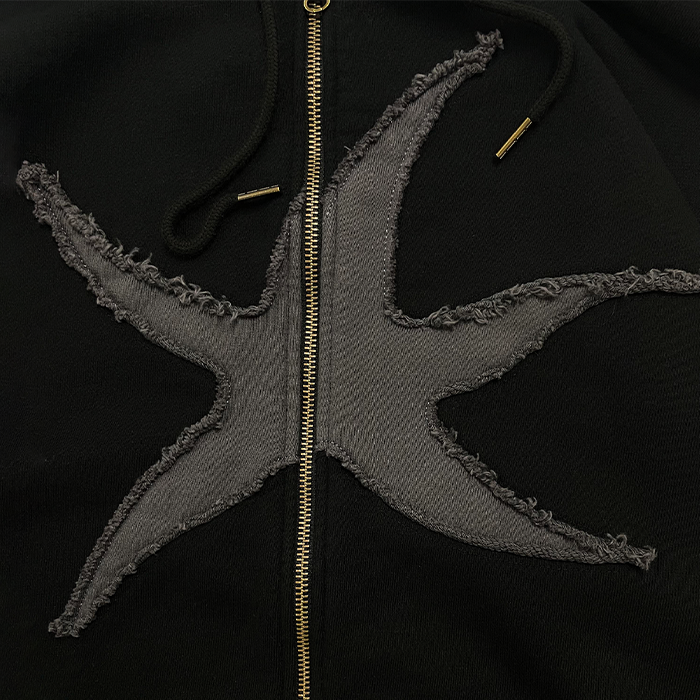 TCM starfish hooded zip-up