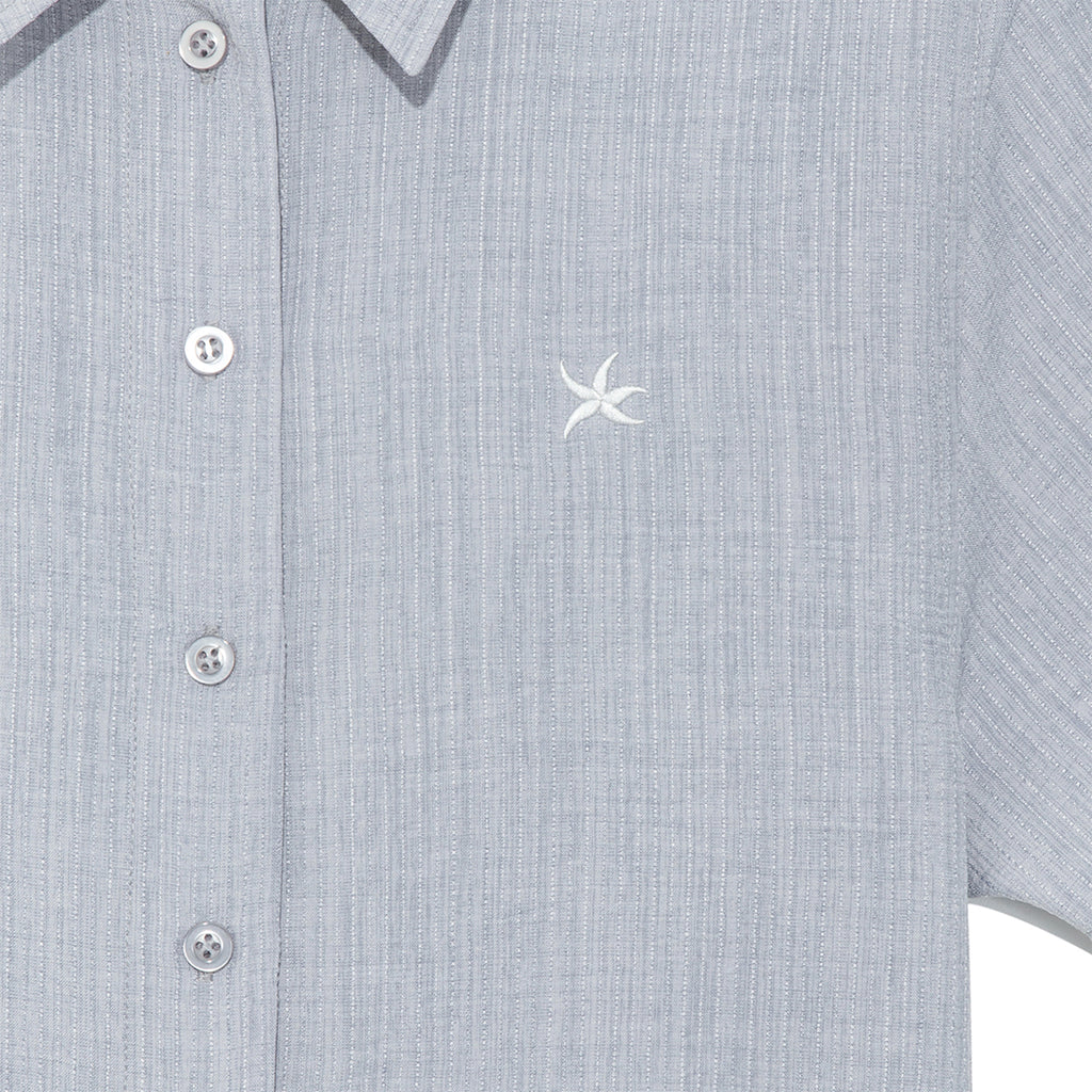 (w) TCM mini logo textured half shirt
