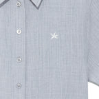 (w) TCM mini logo textured half shirt
