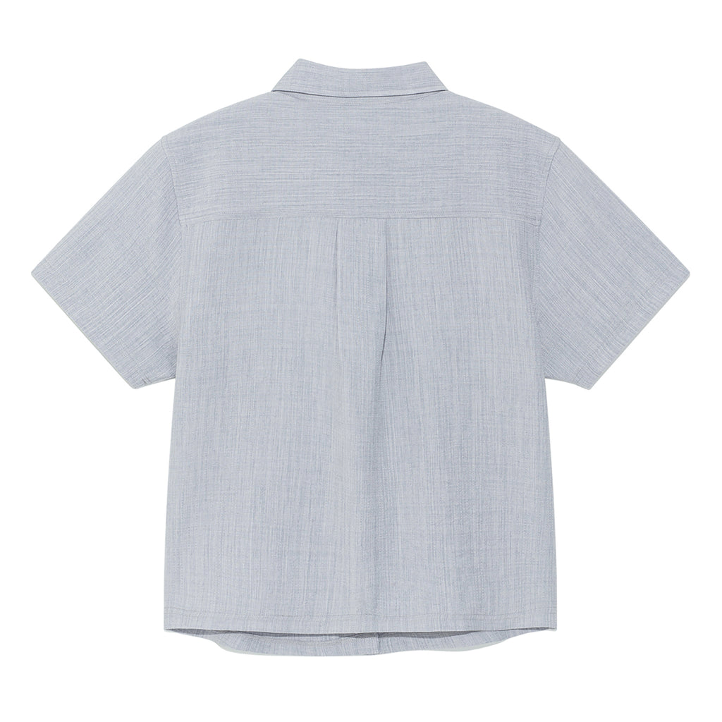 (w) TCM mini logo textured half shirt