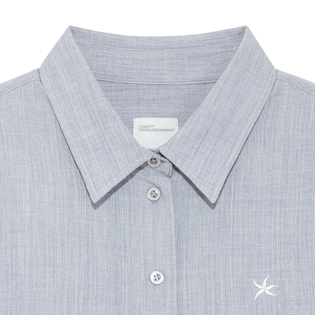 (w) TCM mini logo textured half shirt