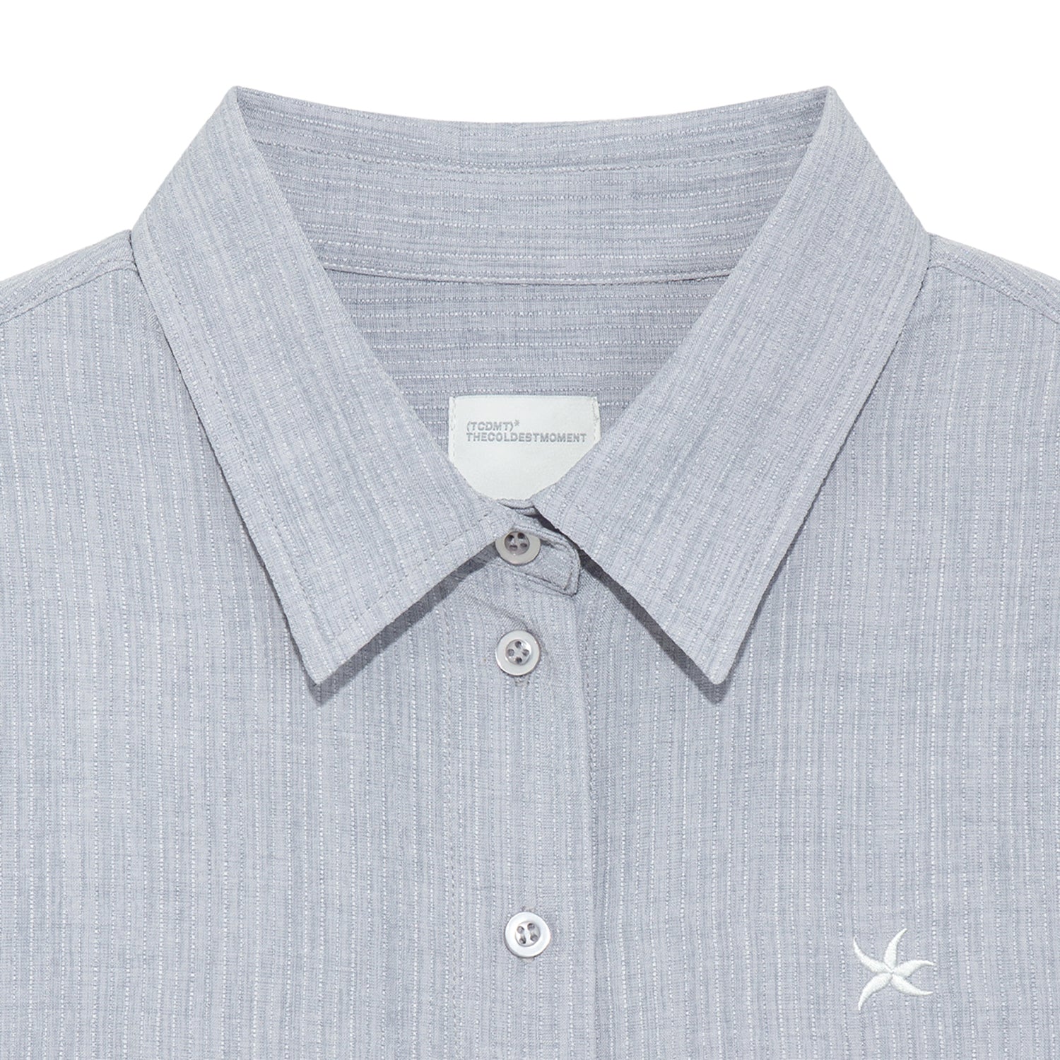 (w) TCM mini logo textured half shirt