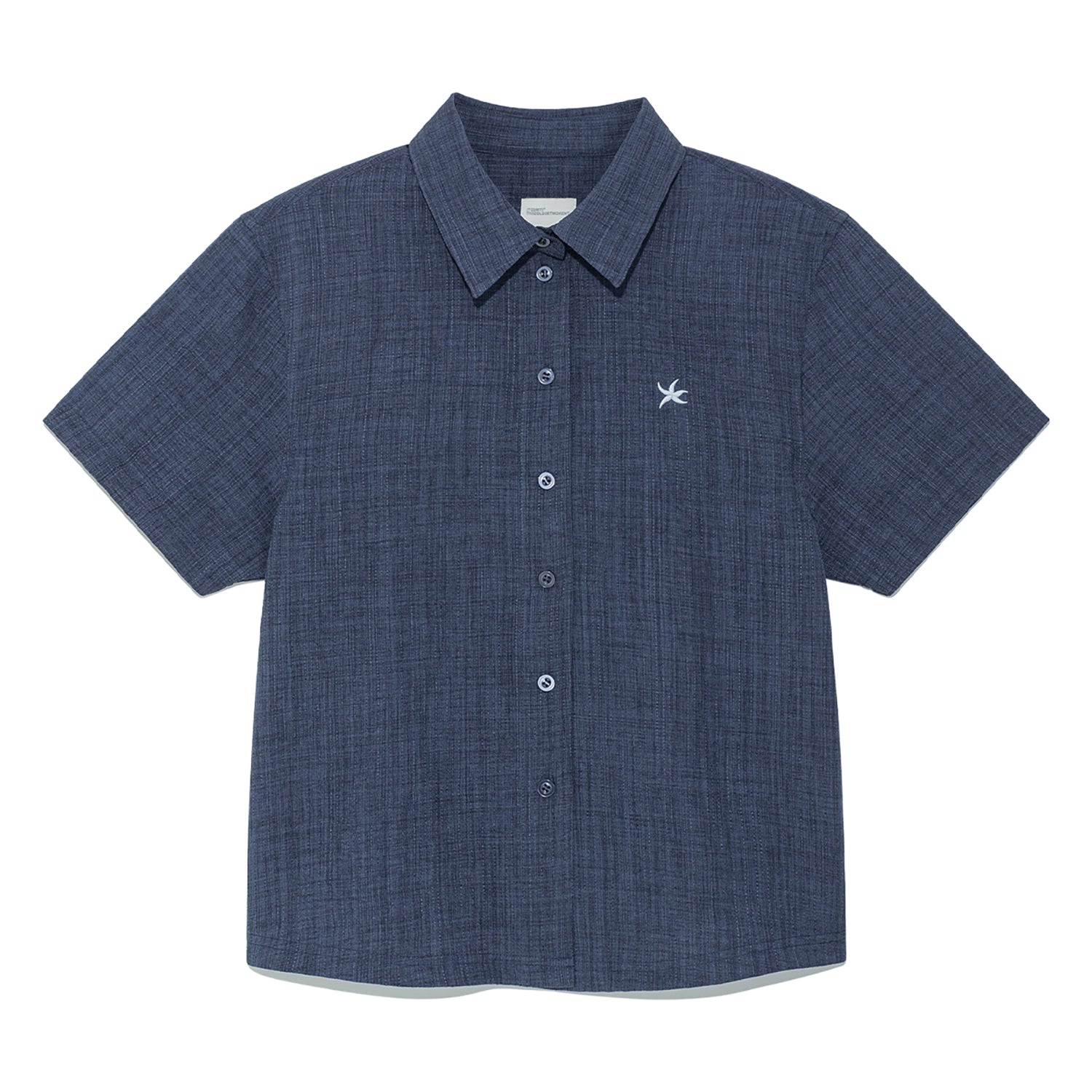 (w) TCM mini logo textured half shirt
