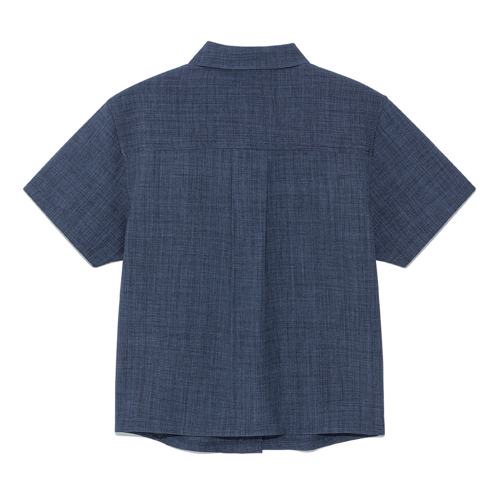 (w) TCM mini logo textured half shirt