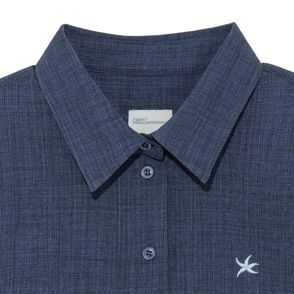 (w) TCM mini logo textured half shirt