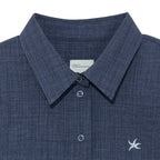 (w) TCM mini logo textured half shirt