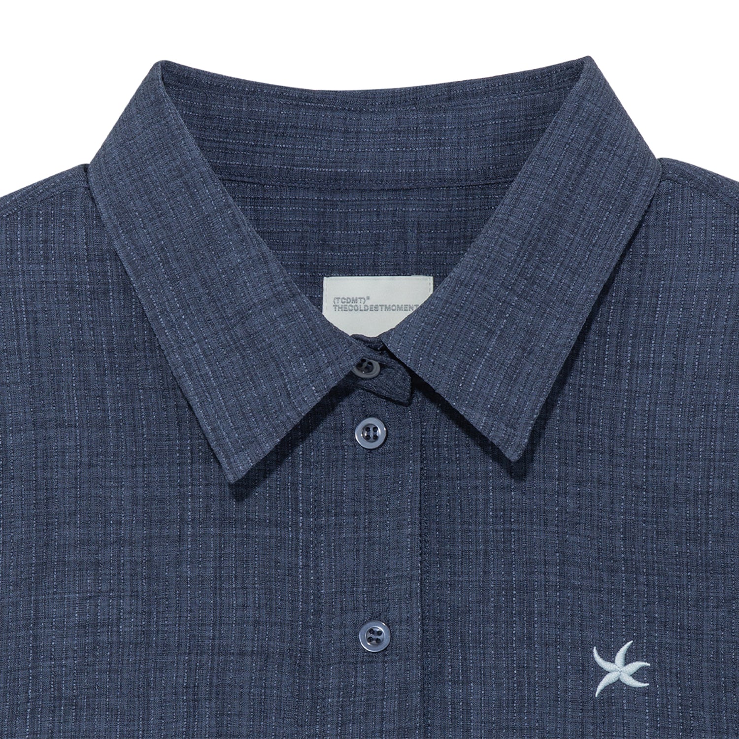 (w) TCM mini logo textured half shirt